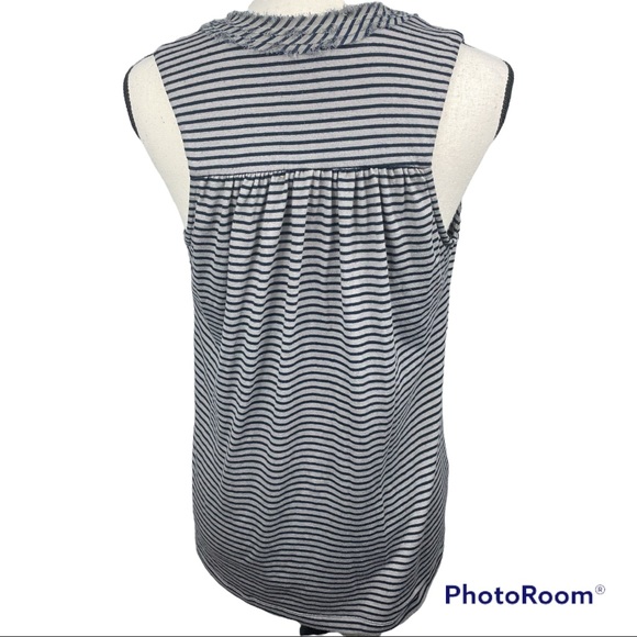 Anthropologie One September Striped Artsy Ruffle Fringe Tank Medium - Picture 3 of 10
